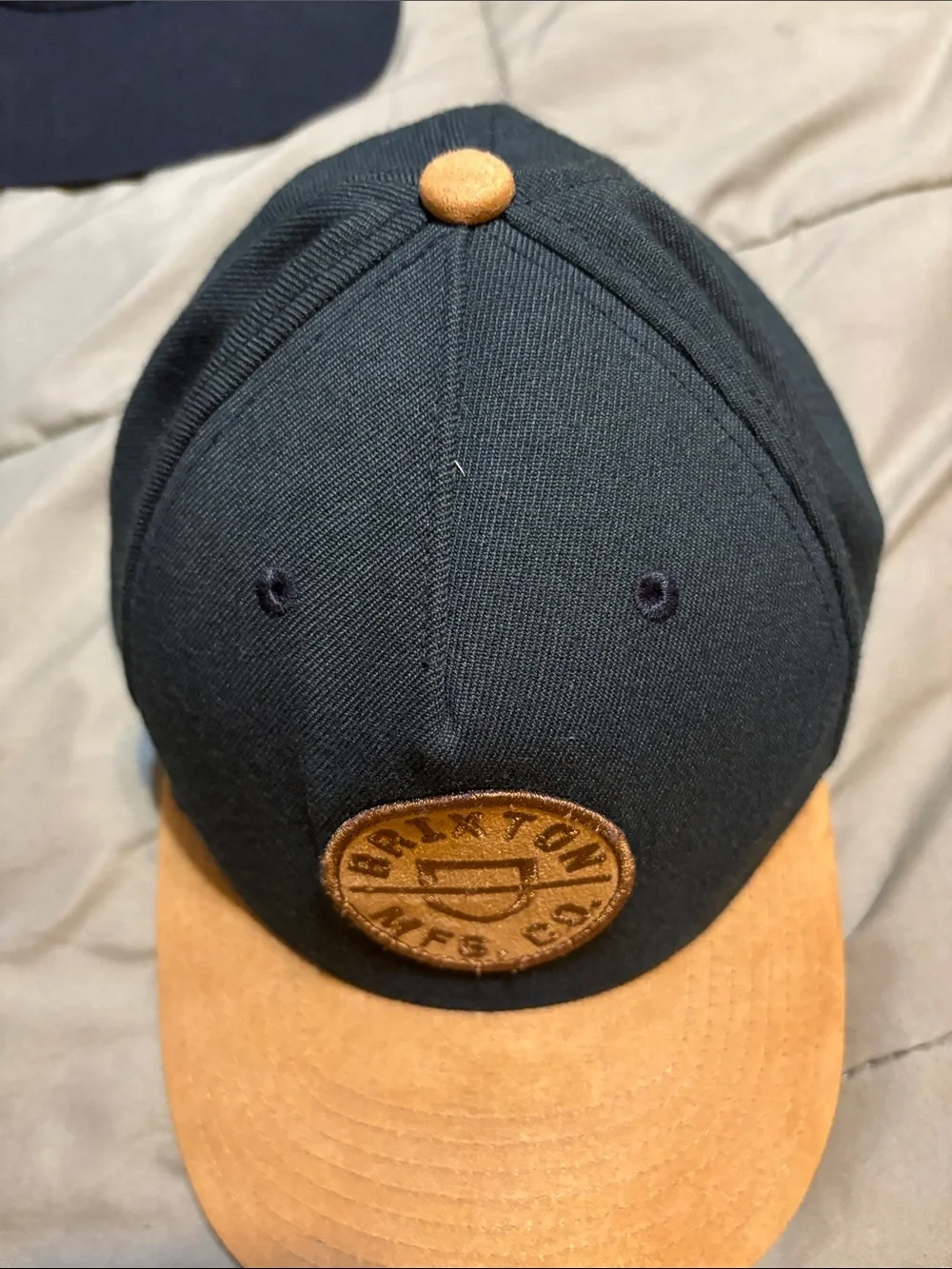 Brixton Two-Tone Patch Cap — Dark Green Crown & Tan Brim